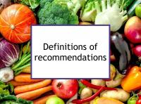 Definitions of recommendations